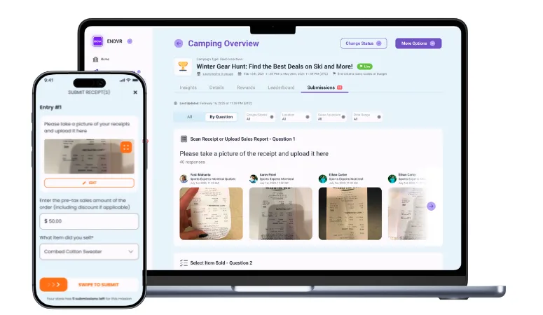 Associate submitting a verified sale through the ENDVR app